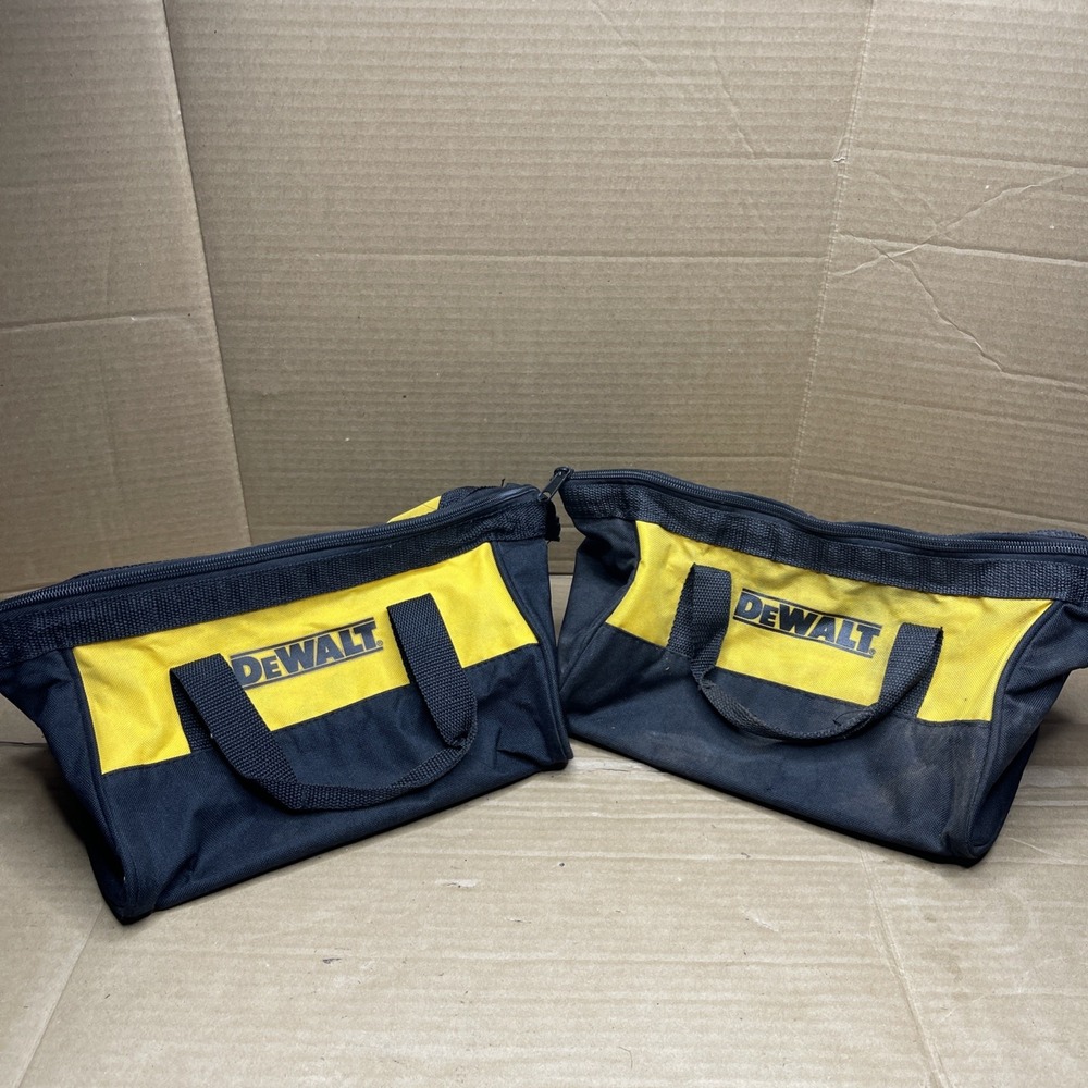 DeWalt Tool Bag Lot of 2 Black Yellow Zipper Carrying Bags 11x8 Drill Storage